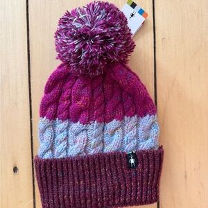 Smartwool Knit Beanie - Magenta and Light Blue